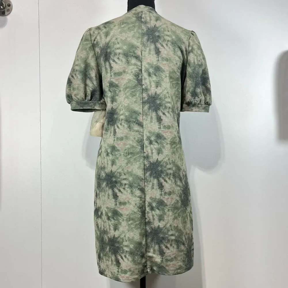 New Lily Rose Tie-Dye Mini to Knee Length Shirt Dress Sz L Women’s Green w Pink - Picture 4 of 9